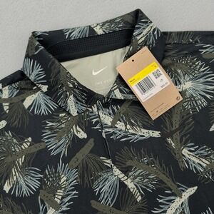 Nike Dri-FIT Polo Shirt Mens Small Black Floral Print Golf Stretch Performance